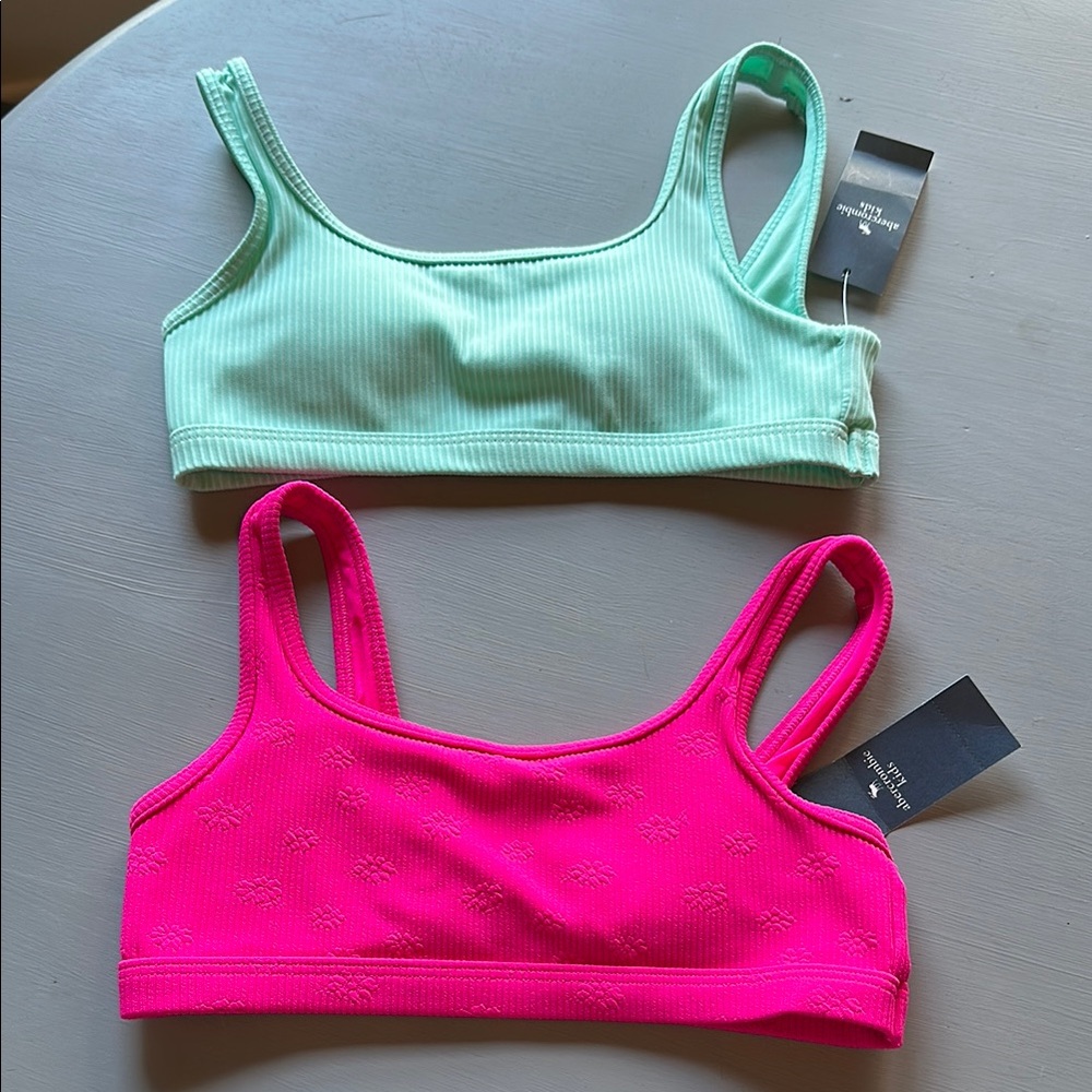 2 Abercrombie Kids Swim Bikini Tops size 9/10 NWT